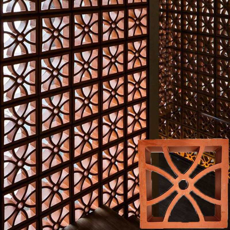 Color rojo Klin Terracotta de ventilación de ladrillo Bloques de brisa de arcilla pantalla de pared