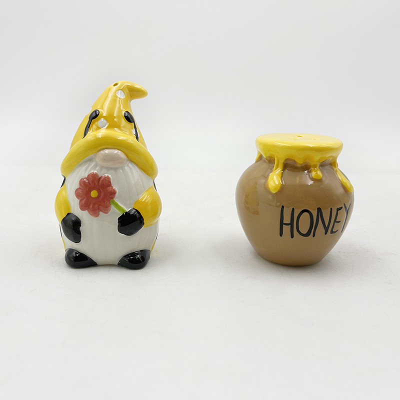 Gnomos de abejas y colmenas de abejas agitaciones cerámicas de sal y pimienta artesanías para decoración del hogar