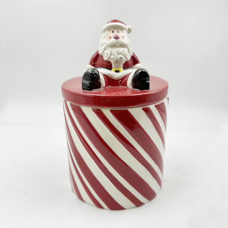 Tamaño personalizado Colores rojos y blancos Copas de cerámica con mango Taza de café para regalo de Navidad