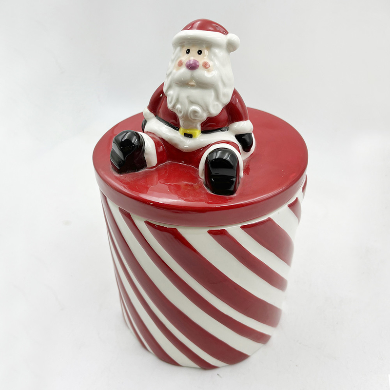 Tamaño personalizado Colores rojos y blancos Copas de cerámica con mango Taza de café para regalo de Navidad