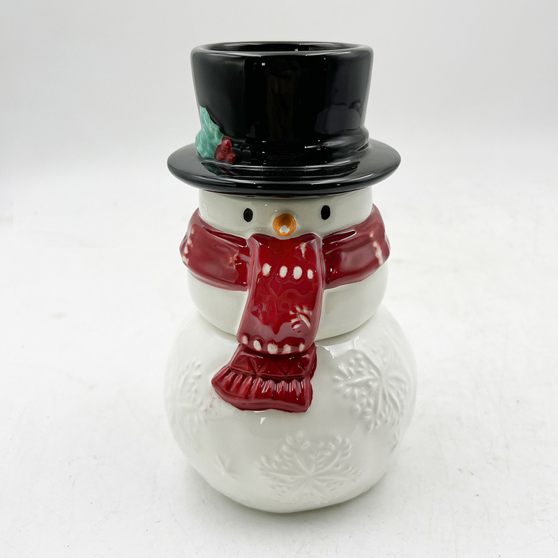 Hombre de nieve regalo de cerámica creativo de tres piezas conjunto de sal y pimienta agitadores patrón personalizado