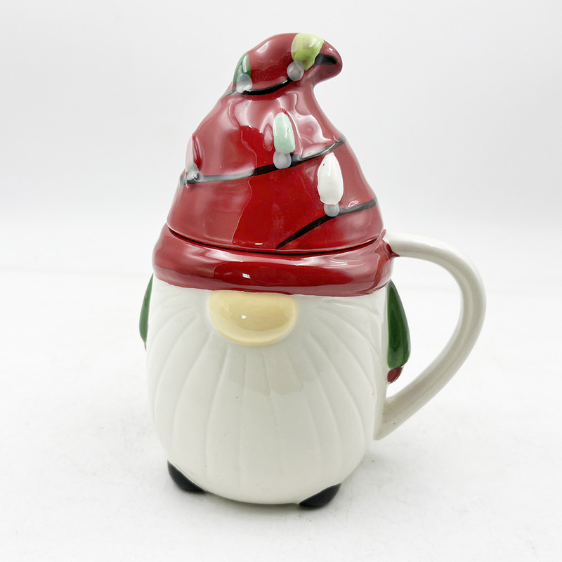 Decoraciones creativas 3D de primavera de gnomo de Navidad Tazas de cerámica con tapa