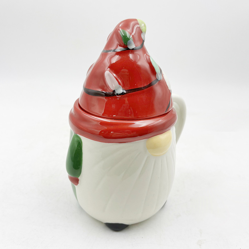 Decoraciones creativas 3D de primavera de gnomo de Navidad Tazas de cerámica con tapa