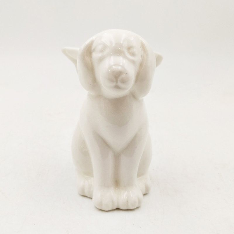 Animales cerámicos vidriados Perro creativo blanco con alas Figura pintada a mano Colección Perro amante regalo Decoración de jardín en el hogar