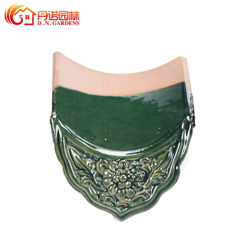 Techo cerámico de azulejo chino acristalado 180*180mm Vibrante verde acristalado resistente a la intemperie para techos de pagoda