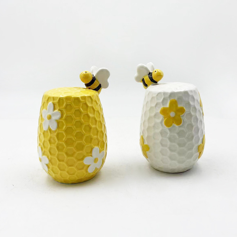 Flor y abeja cerámica sal y pimienta batidora para accesorios de cocina Decoración del hogar