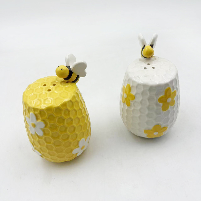 Flor y abeja cerámica sal y pimienta batidora para accesorios de cocina Decoración del hogar