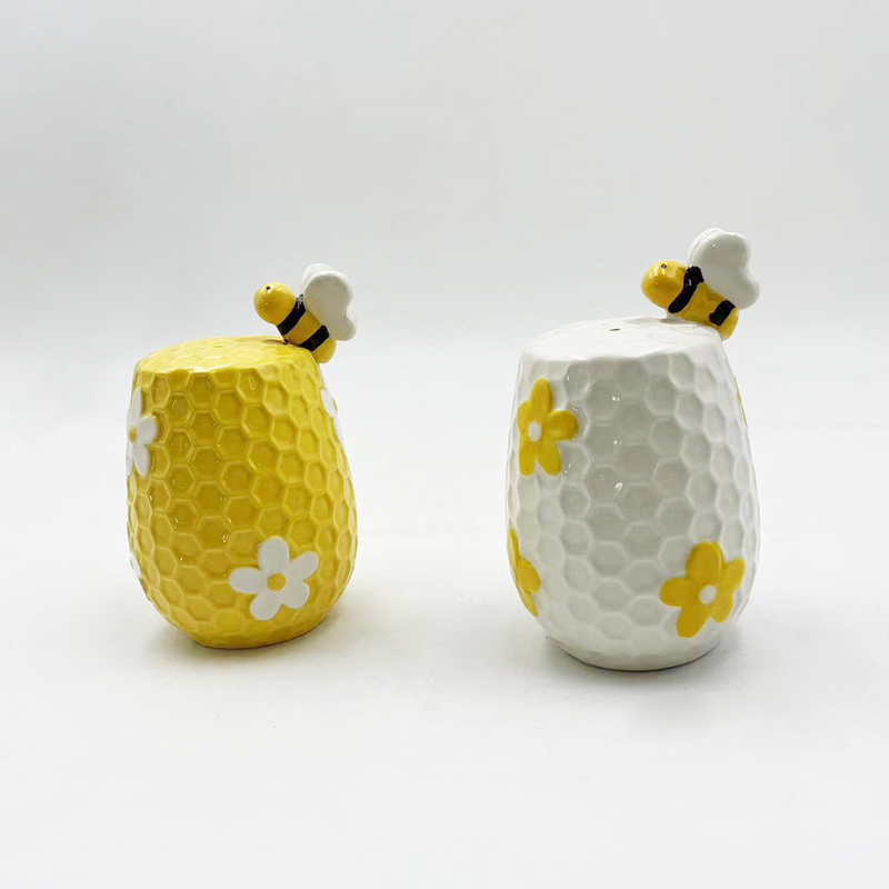 Flor y abeja cerámica sal y pimienta batidora para accesorios de cocina Decoración del hogar
