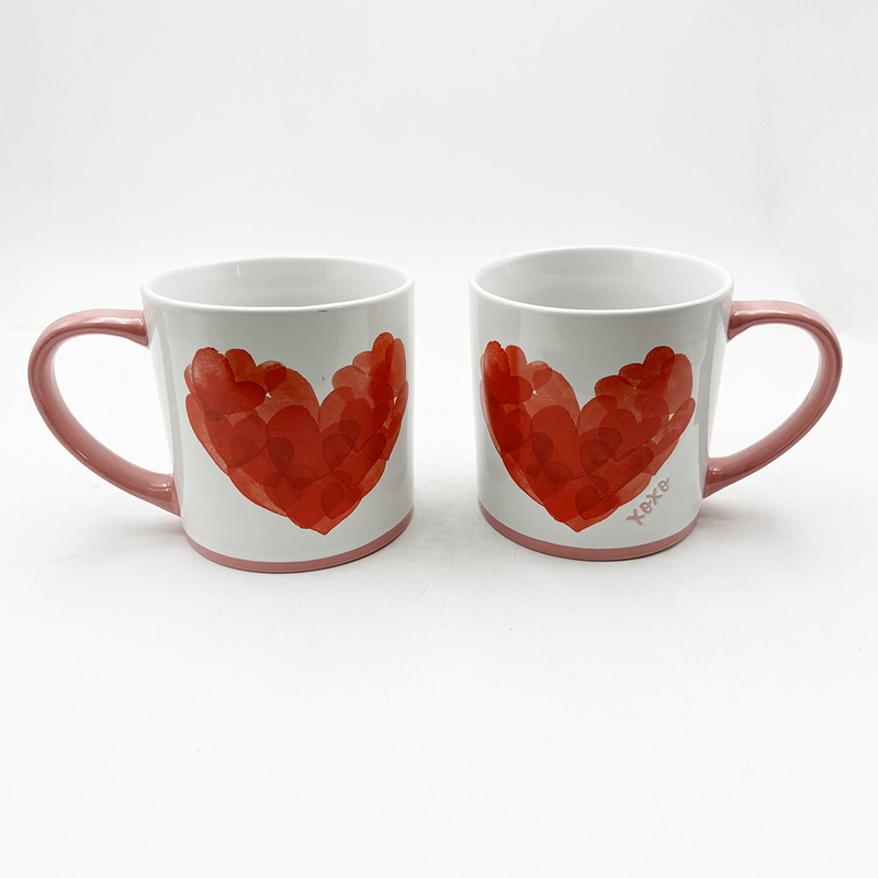 Día de San Valentín Corazón pintado Productos artesanales de cerámica Taza Regalo de pareja para casa y café