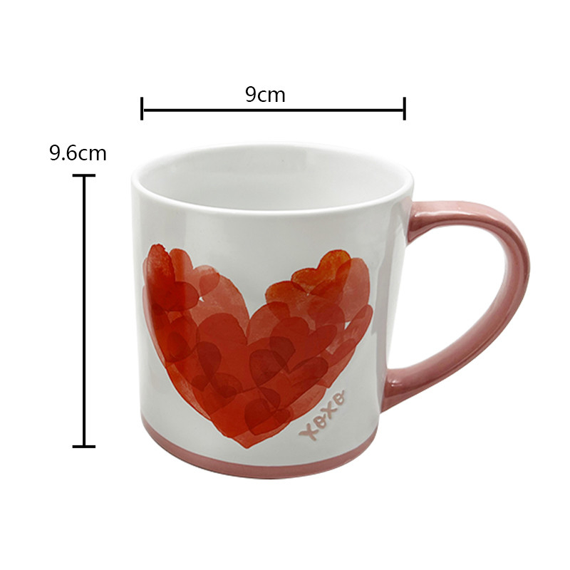 Día de San Valentín Corazón pintado Productos artesanales de cerámica Taza Regalo de pareja para casa y café