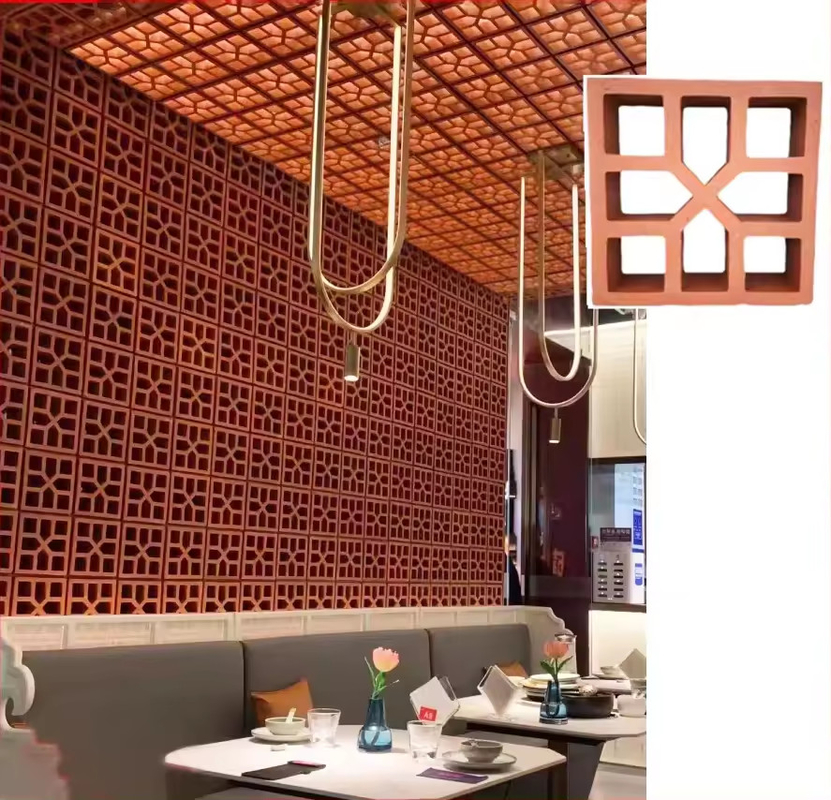 La fachada de terracota roja ladrillos de arcilla Bloque de brisa para la decoración de la casa