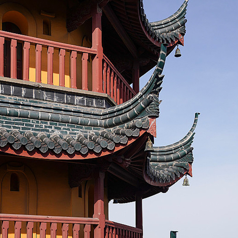 Templo budista sin glaseado azulejos de techo de arcilla gris china Eco amigable de larga duración para la arquitectura clásica