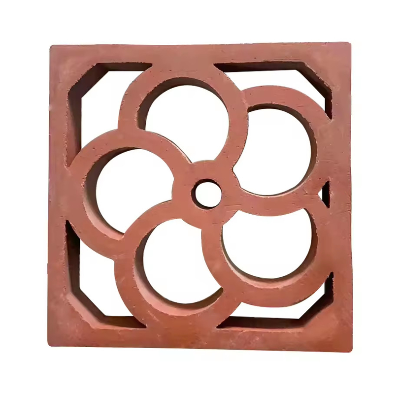 Tejas de construcción decorativas de terracota para exteriores Pantalla artística de estilo tradicional Decoración de paredes ladrillos de arcilla roja huecos