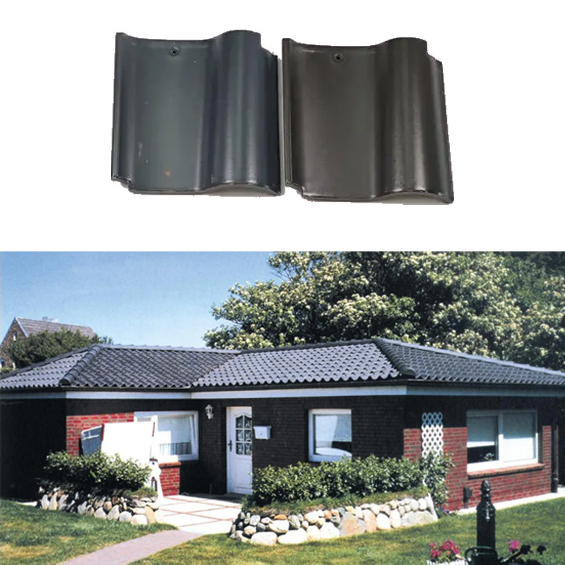 Tipo S Techo español Tejas de cerámica Material duradero Gris oscuro Techo impermeable