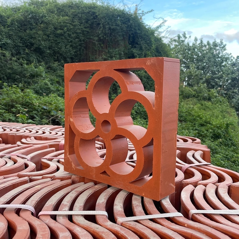 Terracotta Jali Bloque de brisa azulejos decorativos pared exterior de construcción ladrillo 200 * 200mm
