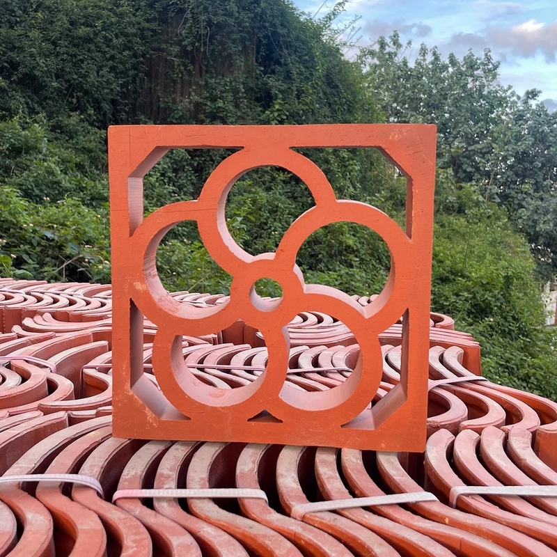 Terracotta Jali Bloque de brisa azulejos decorativos pared exterior de construcción ladrillo 200 * 200mm