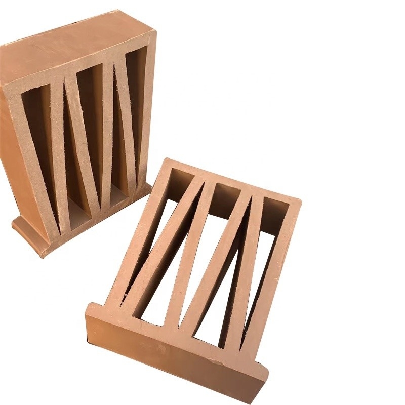 Matt Superficie de terracota Bloques de brisa paneles para ladrillos de arcilla amarillo en forma de M y azulejos de pantalla de viento