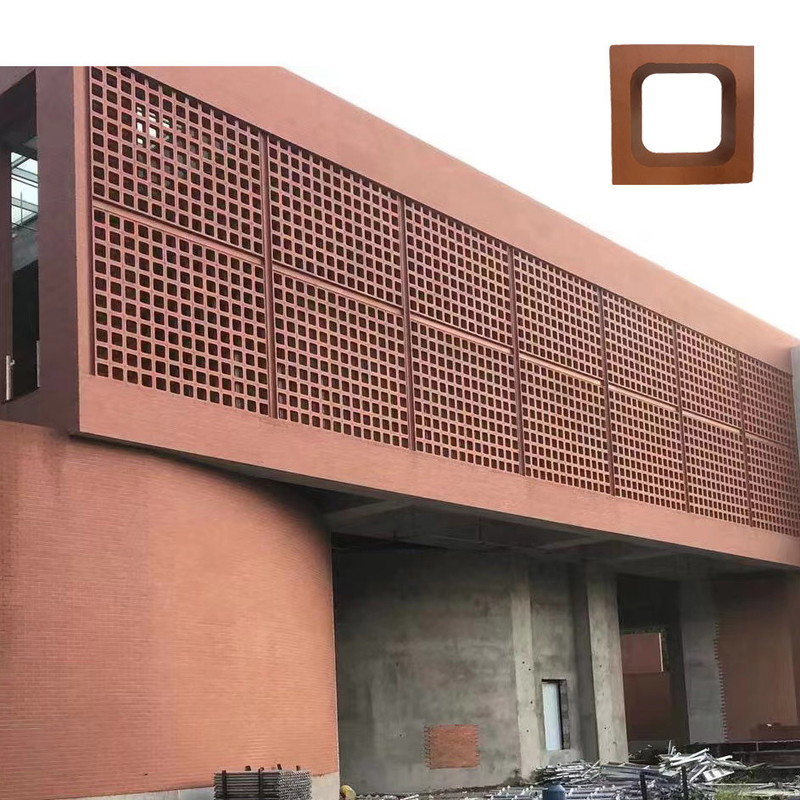 Pared de terracota Bloques de brisa aislamiento térmico 800 grados centígrados ladrillo rojo Material de decoración de edificios escolares