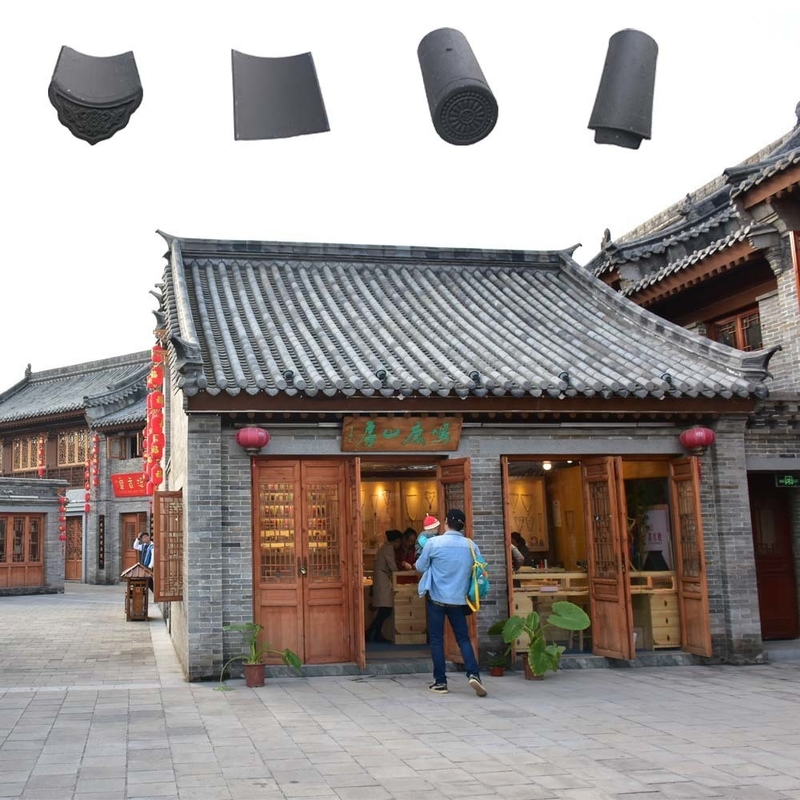 Tejas de techo de arcilla de templos tradicionales chinos Accesorios 6% Absorción de agua para el material de construcción tradicional