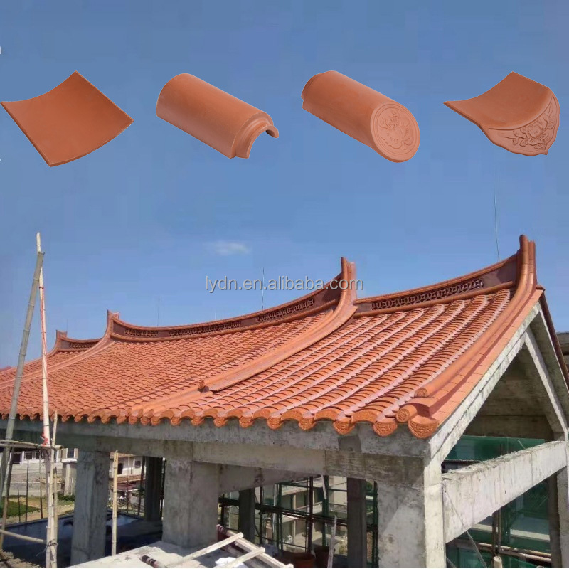 Los azulejos del techo de arcilla roja natural china para el jardín de la pagoda de la casa de terracota Material de techo