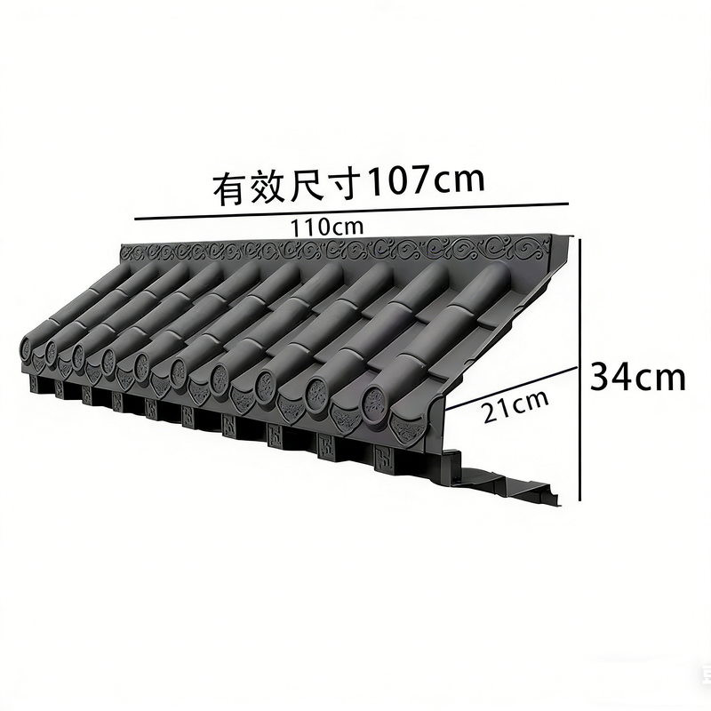 Tejas de plástico PP chinas asiáticas antiguas con aleros 3D duraderas para proyecto de construcción de casa de té