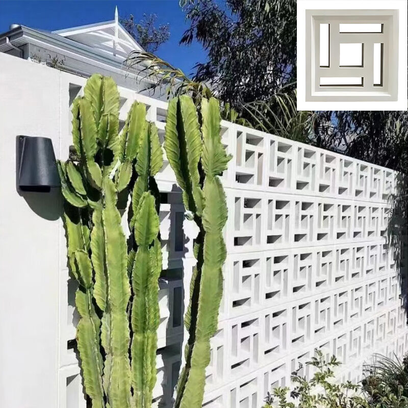 Bloques modernos de cemento con brisa de pared exterior, baldosas de pared de múltiples formas y tamaños, bloques de construcción de hormigón