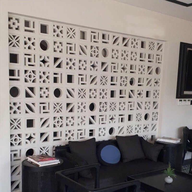 Serie lineal minimalista pantalla de hormigón blanco Bloques de brisa Componente de cemento ladrillo para fachadas modernas