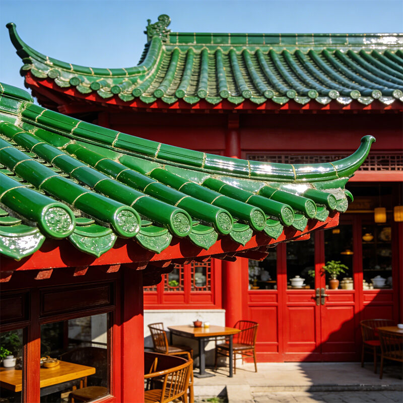 Teja vidriada verde tradicional china de jade verde, teja vidriada de arcilla hecha a mano, ignífuga e impermeable para templos y villas asiáticas
