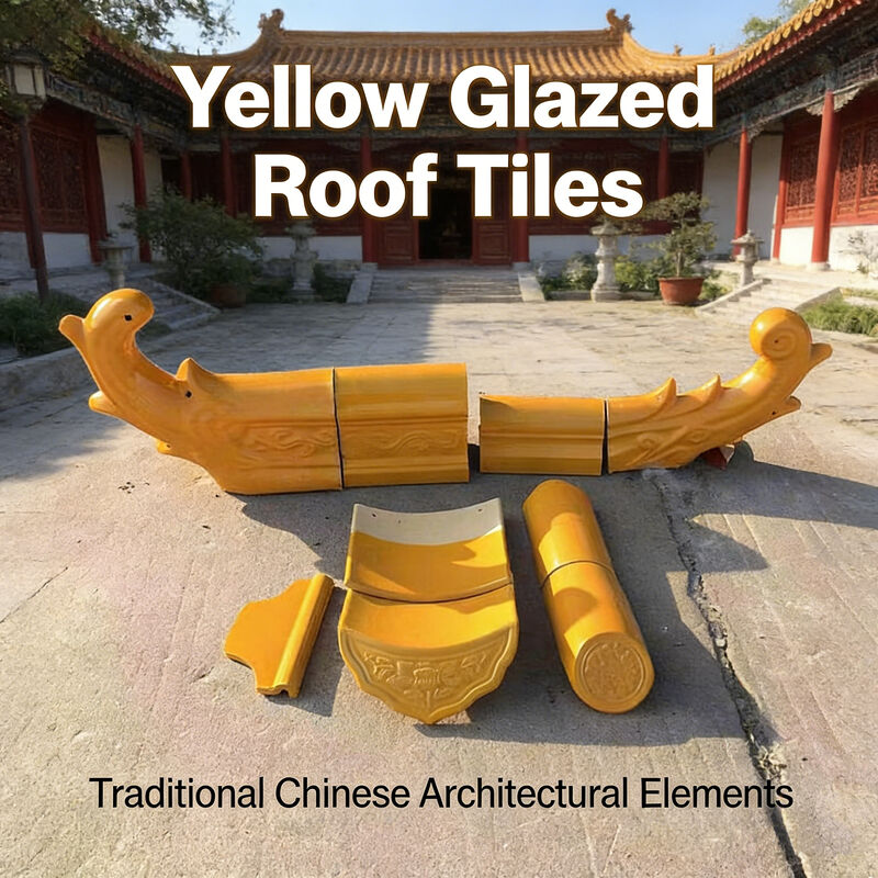 Factory Price High Gloss Chinese Traditional Yellow Glazed Roof Tile Clay Roofing for Temple Pagoda Tea House Project