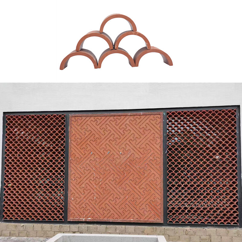 Ventilador semicircular Claustra Terracota Bloque de ventilación Pared Ladrillo decorativo perforado Ladrillo de arcilla Bloques de terraza 200*100 mm para pared de acento