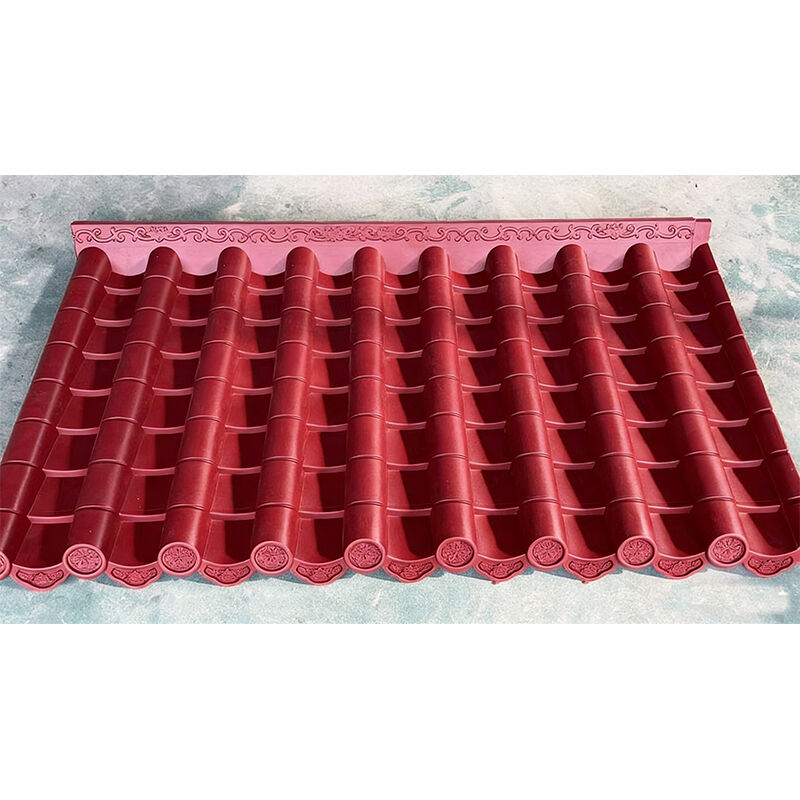 China clásico antiguo azulejos de techo de plástico rojo azulejos de resina de protección UV duradero para la arquitectura Techo de pabellón de patio