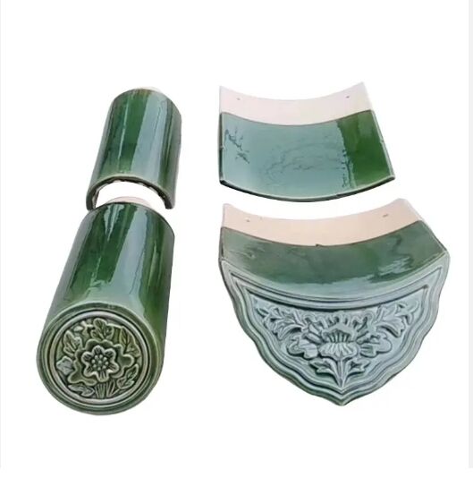 Arquitectura de estilo chino Tejas de techo acristaladas Tejas de porcelana verde Antiguo material de techo para el proyecto Chinatown Gateway
