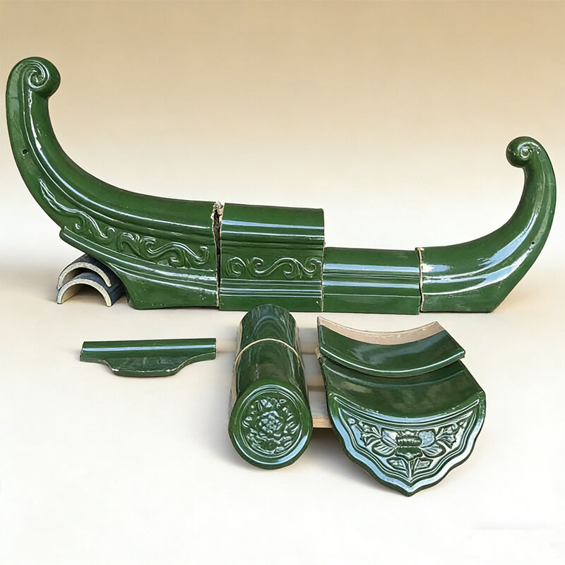 Teja esmaltada china verde vibrante, teja de cerámica de estilo clásico para la construcción del techo de la casa de té del pabellón del jardín del templo
