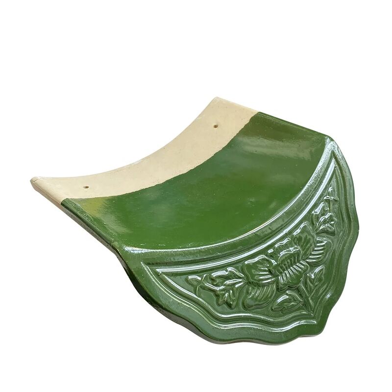 Teja esmaltada china verde vibrante, teja de cerámica de estilo clásico para la construcción del techo de la casa de té del pabellón del jardín del templo