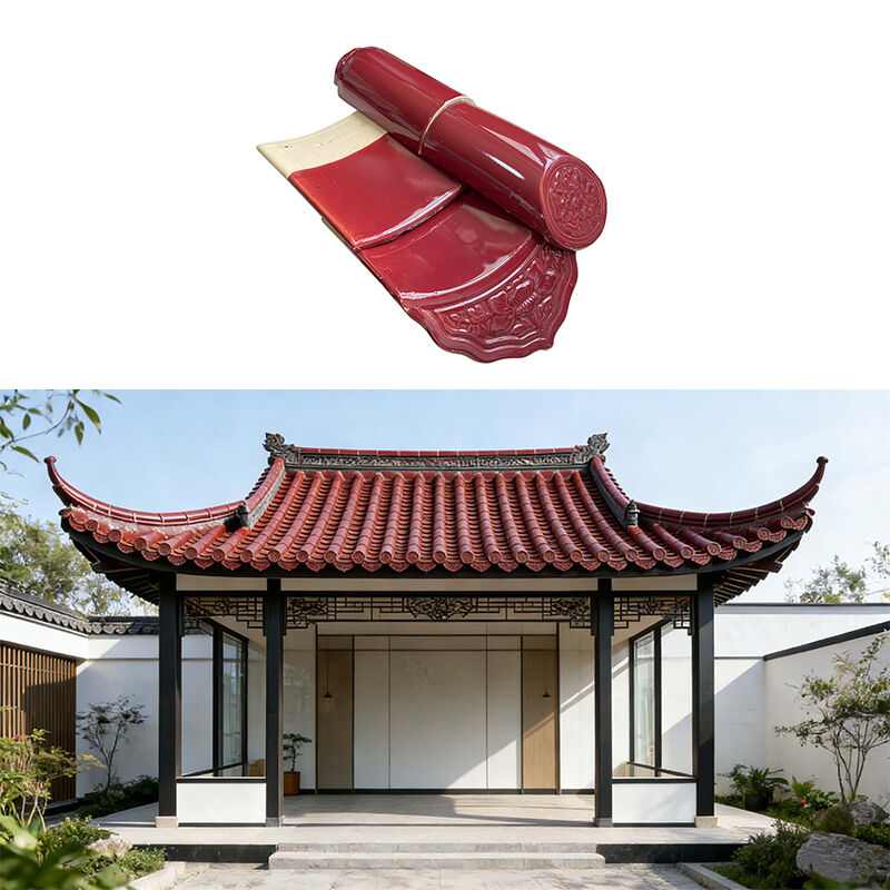 Traditional Chinese Red Glazed Roof Tiles Ceramic Roofing Tile Free Samples for Temples, Villas & Courtyards