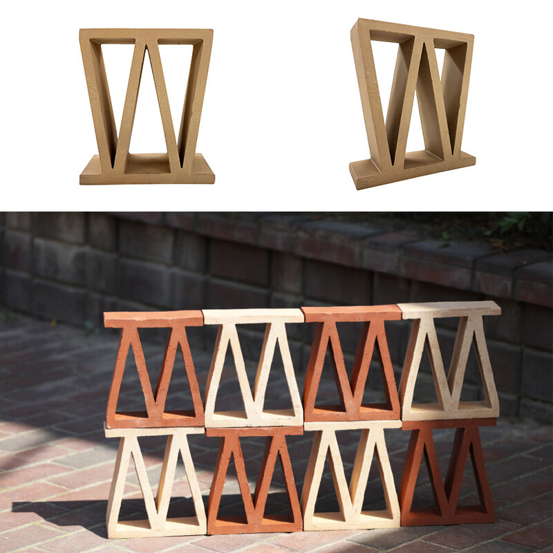 Diseño moderno tipo M ladrillo patio exterior hueco arcilla hueco terracota brisa bloque hueco fuera de arte ladrillo de fuego