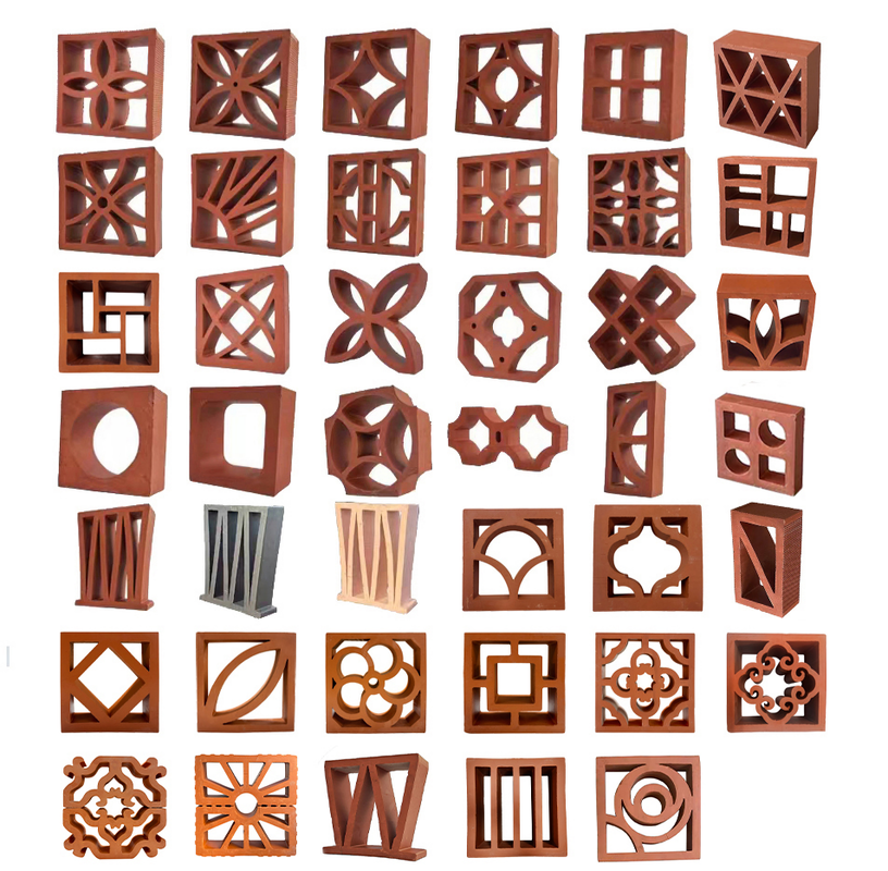 Bloques de brisa de terracota Fabricante ladrillos de arcilla huecos decorativos para fachadas y paredes de jardín