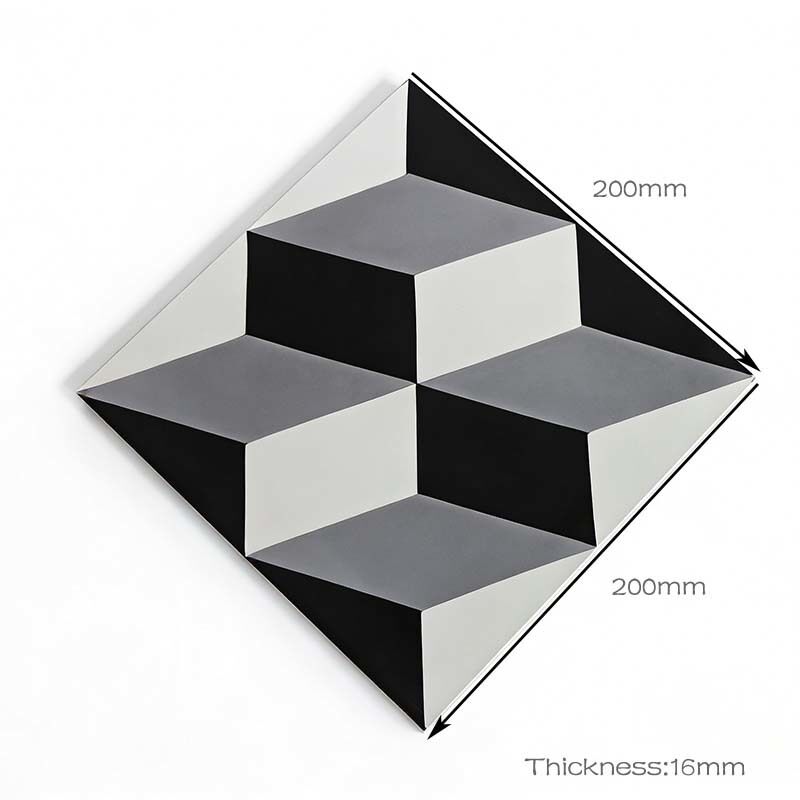 Tejas de cemento de mosaico hechas a mano europeas 200*200*16mm Tejas de ilusión de cubo 3D para piso interior exterior