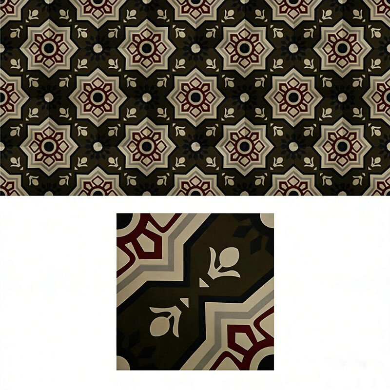 Retro estilo cemento mosaico encaustico de patrón floral mosaico decorativo para paredes interiores y jardín exterior
