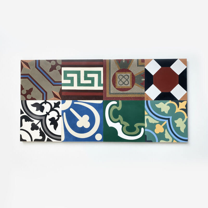 Handmade Encaustic Cement Tiles Floor & Wall Tile Solid Texture Unique Flower Design for Hotel Cafe Interior Use 200x200mm