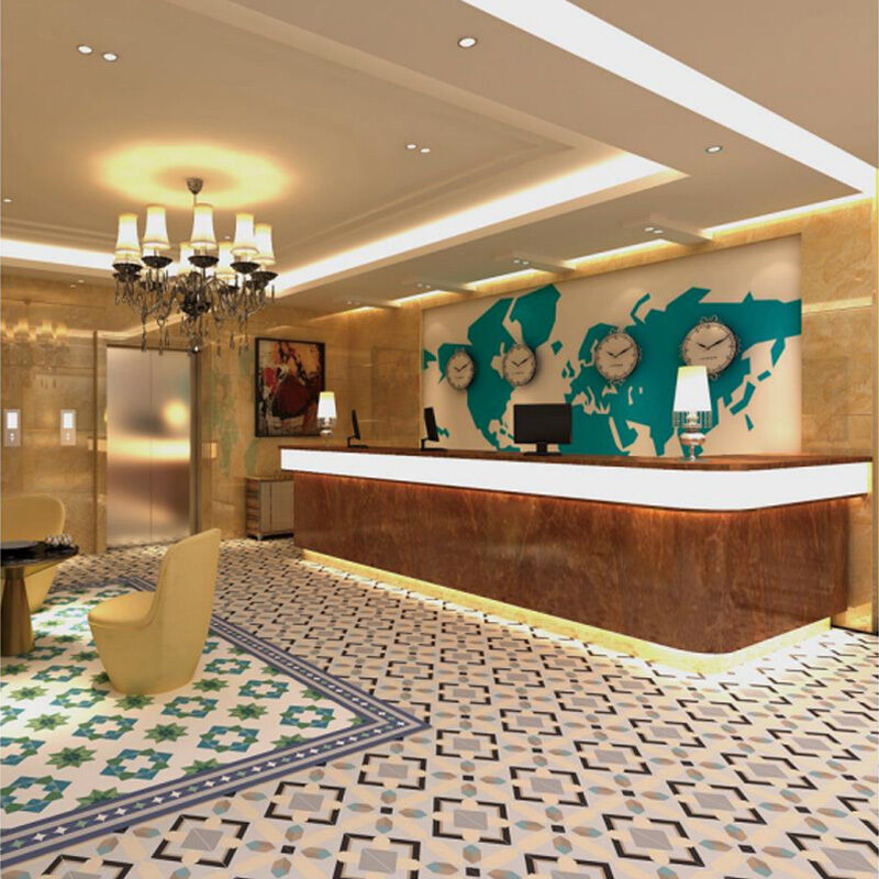 Tejas de cemento encaústico Moderno de Europa Mat Interior de suelo de azulejos Bordes de azulejos Acentos de azulejos Antiderrapante Villa Hotel Utilice patrón geométrico