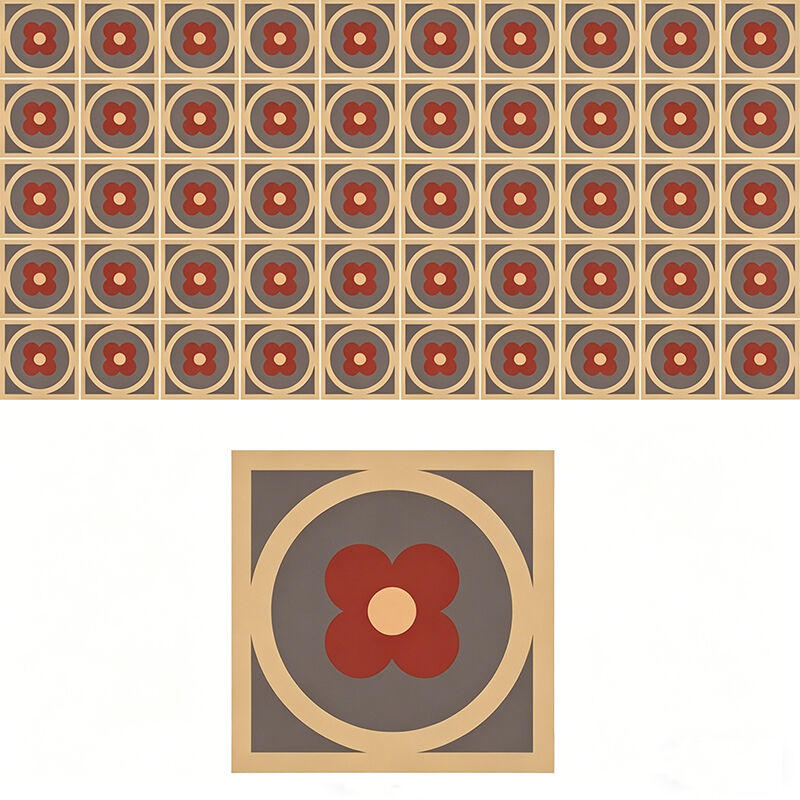 Tiles de suelo de cemento vintage hechos a mano con patrón floral de terracota estilo recuperado para sala de estar y balcón baño