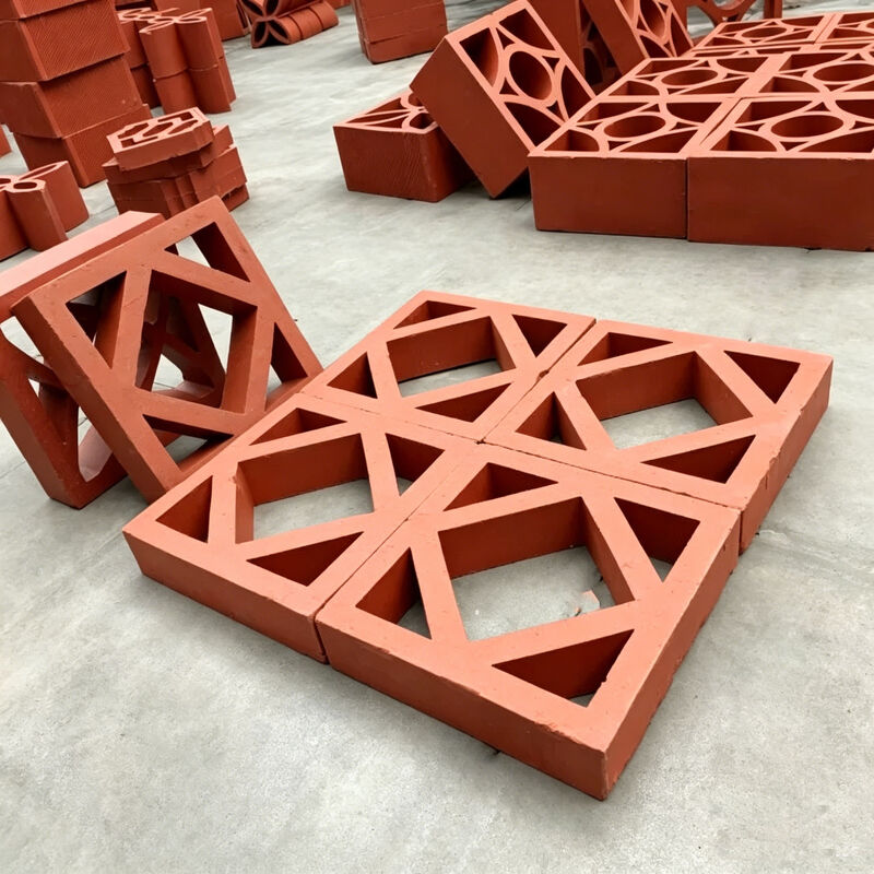 Bloques huecos de terracota roja resistentes a la intemperie Bloques de brisa de arcilla decorativa para el patio Paredes de pantalla de privacidad