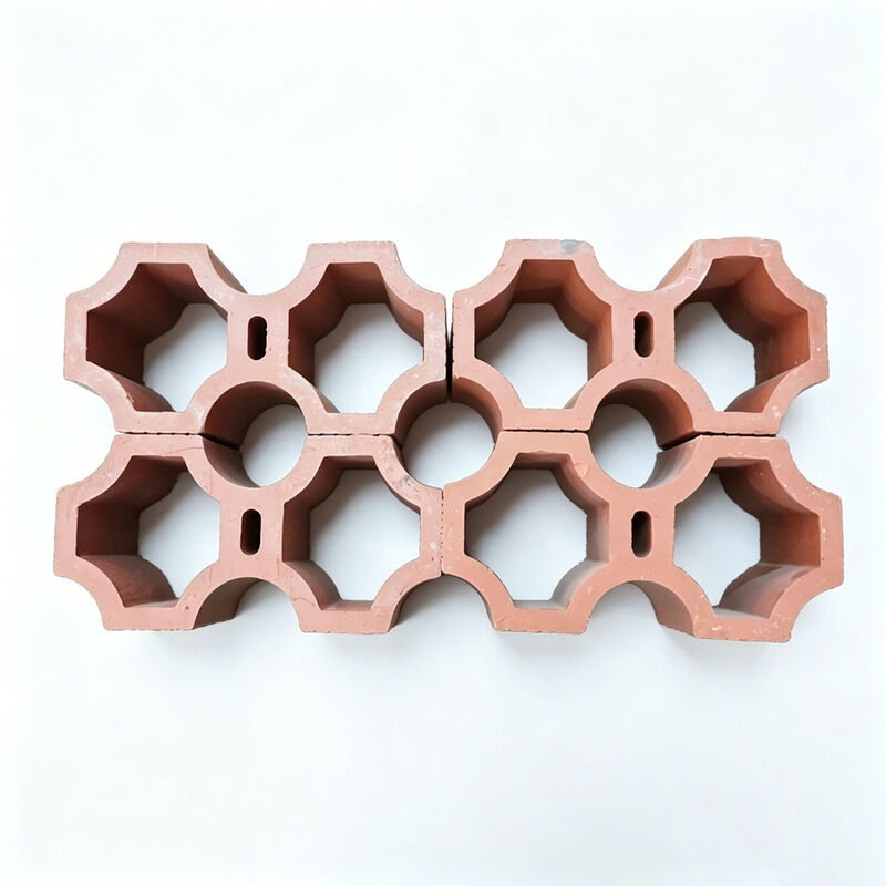 Bloques de brisa de arcilla cocida Bloques de pared de pantalla de terracota roja natural para sombreado y ventilación de fachadas arquitectónicas