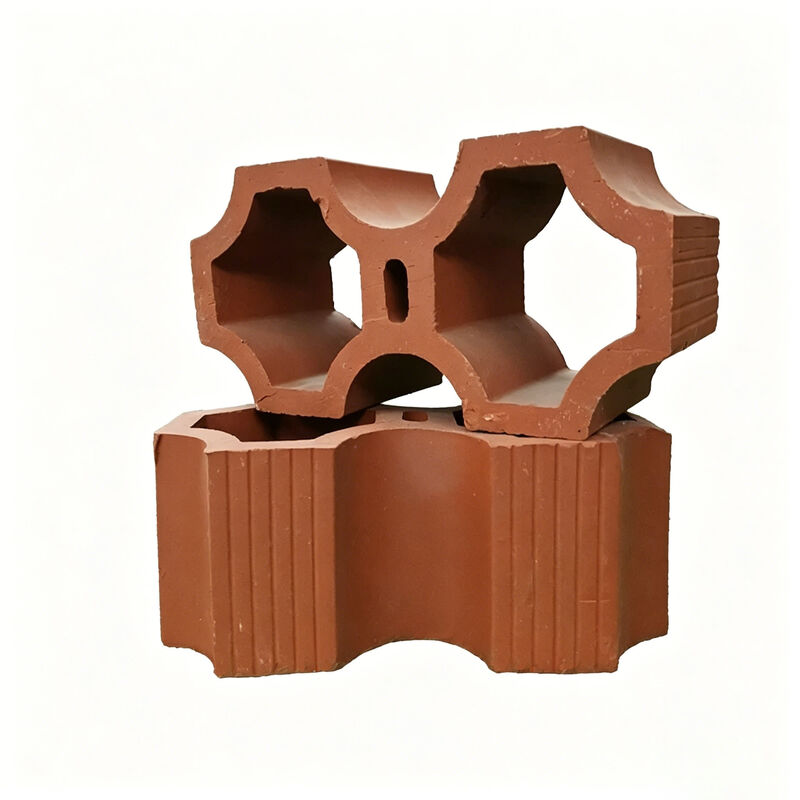 Bloques de brisa de arcilla cocida Bloques de pared de pantalla de terracota roja natural para sombreado y ventilación de fachadas arquitectónicas