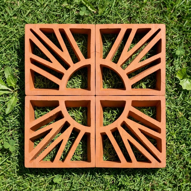 Los ladrillos decorativos de terracota clásica roja Los bloques de brisa de terracota base de arcilla roja natural Jardín paisaje ladrillos huecos