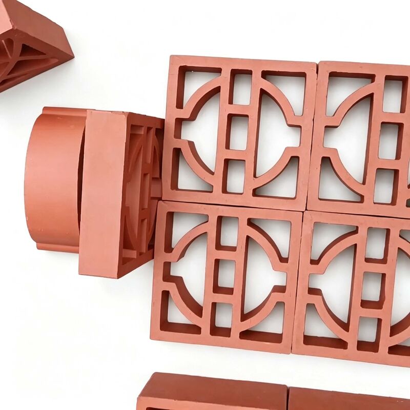 Bloques de brisa de terracota geométricos clásicos Ladrillos arquitectónicos de pantalla de arcilla cocida para fachadas modernas
