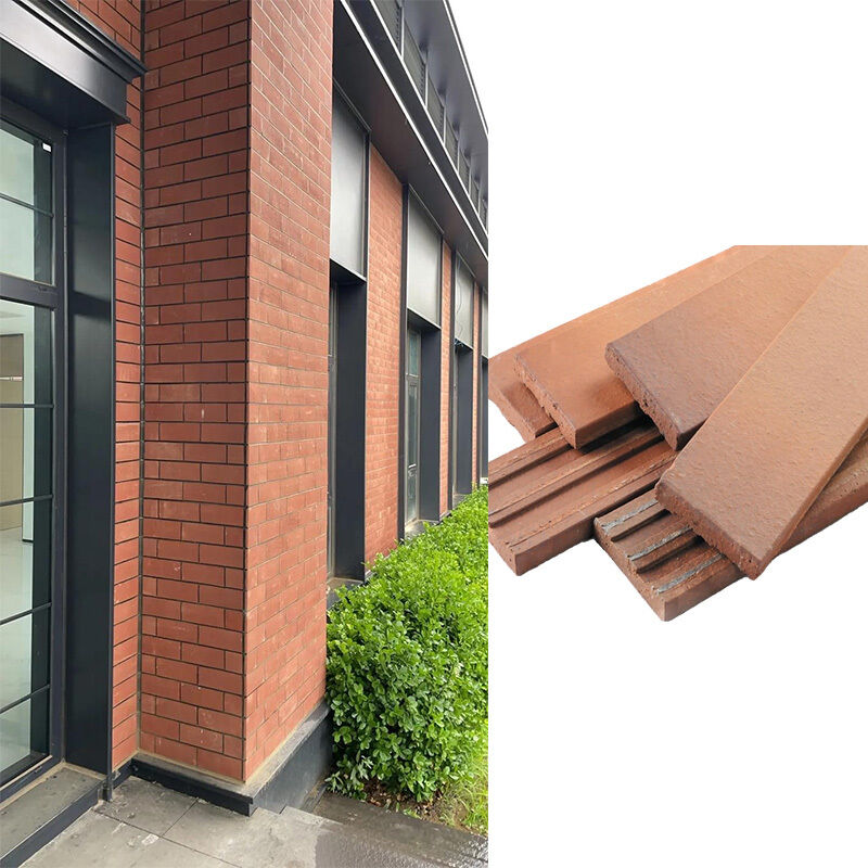 Revestimiento de pared de ladrillo fino de terracota natural para decoración de fachadas exteriores y proyectos arquitectónicos