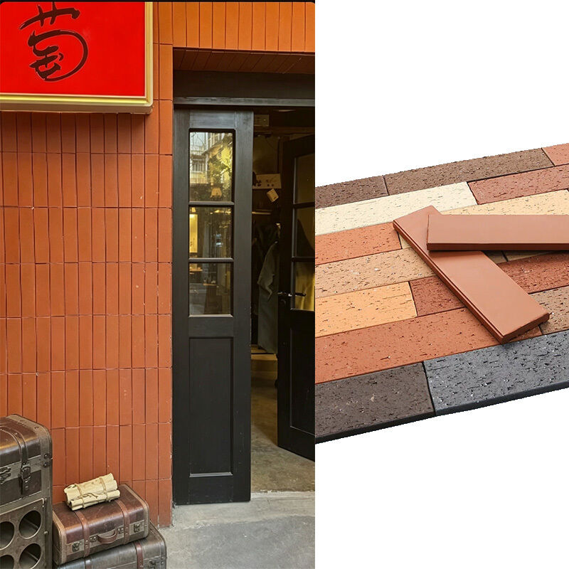 Ladrillo de cara partida de color rojo terracota Nautral Chapa de ladrillo de arcilla natural para fachadas de paredes exteriores y diseño arquitectónico moderno