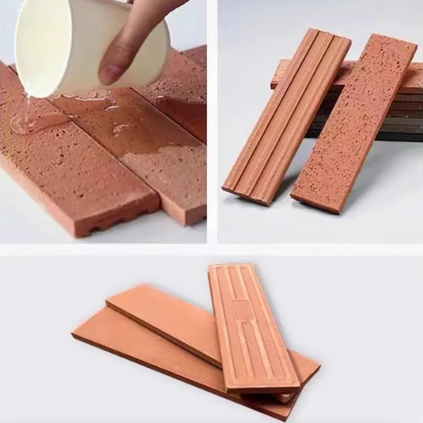 Ladrillo de cara partida de color rojo terracota Nautral Chapa de ladrillo de arcilla natural para fachadas de paredes exteriores y diseño arquitectónico moderno